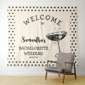Retro Polka Meisjesavond Achtergrond Cocktail Wandkleed (In Situ (horizontaal))