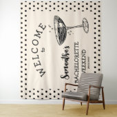 Retro Polka Meisjesavond Achtergrond Cocktail Wandkleed (In situ)