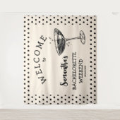 Retro Polka Meisjesavond Achtergrond Cocktail Wandkleed (Voorkant)