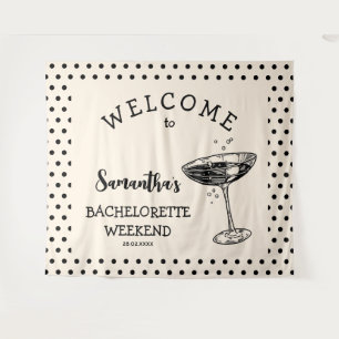 Retro Polka Meisjesuitje Cocktail Achtergrond Wandkleed