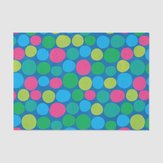 Retro Polka Pink roze Groen Blauw Patroon Tissuepapier (Voorkant)