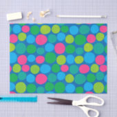 Retro Polka Pink roze Groen Blauw Patroon Tissuepapier (Craft)