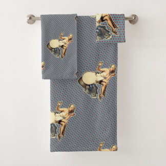 Retro polka stippen mode pin-up meisje bad handdoek