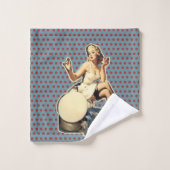 Retro polka stippen mode  pin-up meisje bad handdoek (Wasdoekje)