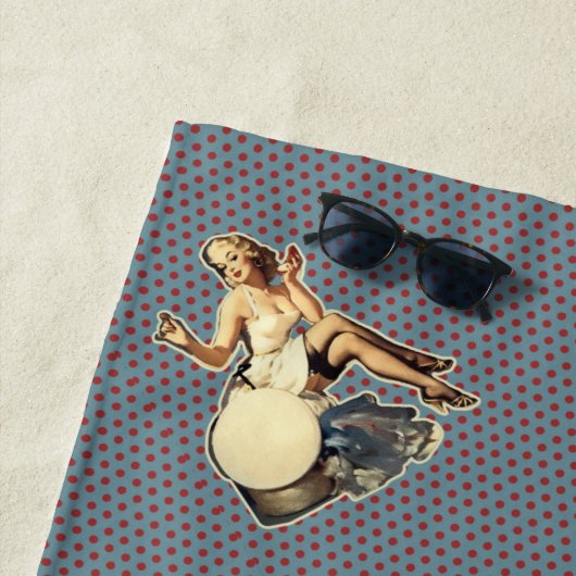 Retro polka stippen mode  pin-up meisje strandlaken (In situ)