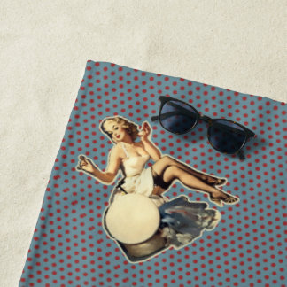 Retro polka stippen mode  Vintage pin-up meisje Strandlaken