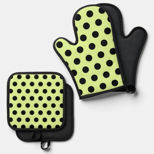 retro-polkadotpatroon ovenwant & pannenlap set (Voorkant / Achterkant)