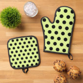retro-polkadotpatroon ovenwant & pannenlap set (Top down)
