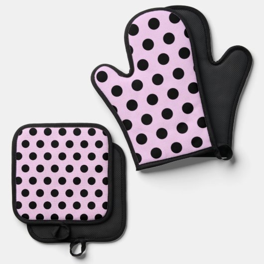retro-polkadotpatroon ovenwant & pannenlap set (Voorkant / Achterkant)