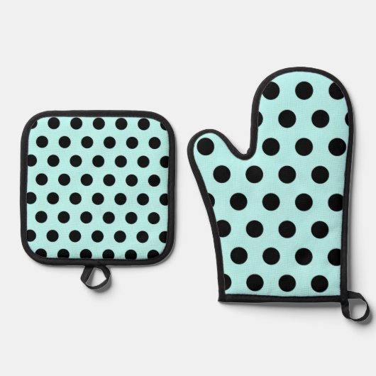 retro-polkadotpatroon ovenwant & pannenlap set (Voorkant)