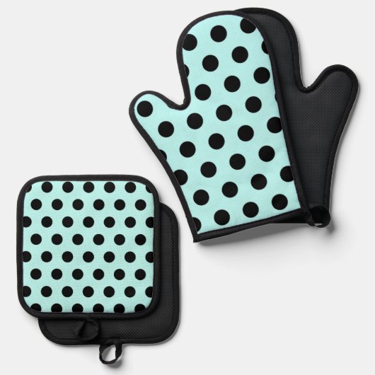 retro-polkadotpatroon ovenwant & pannenlap set (Voorkant / Achterkant)