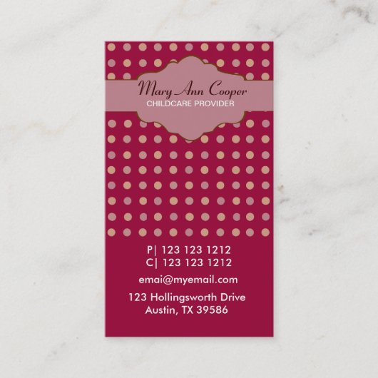 Retro Polkadots Classic Visitekaartje (Voorkant)