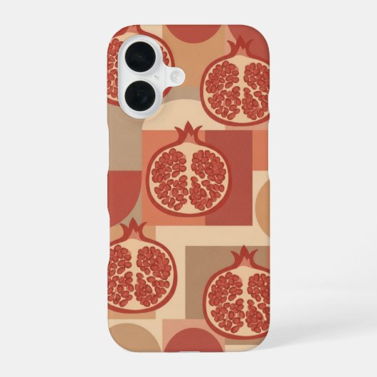 Retro Pomegranate Geometric Print iPhone 16 Hoesje (Achterkant)