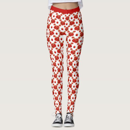 Retro Pomegranate Red Fruit Orchard Patroon Leggings (Voorkant)
