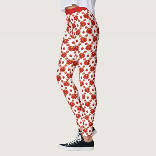 Retro Pomegranate Red Fruit Orchard Patroon Leggings (Links)