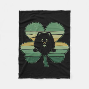 Retro Pomeranian hond Shamrock Patricks Dag Dames  Fleece Deken