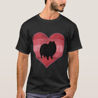 Retro Pomeranian Valentijnsdag Heart Love Vrouwen T-shirt