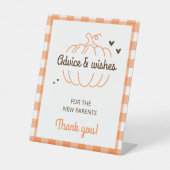 Retro pompoen Baby shower advies en wensen op maat Reclamebord Met Voetstuk (Voorkant)