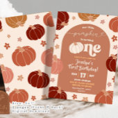 Retro Pompoen Bloemen 1e Verjaardag Kaart