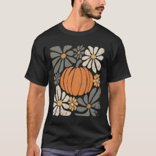 Retro Pompoen Boho Bloemen Herfst Herfst Thanksgiv T-shirt