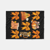 Retro Pompoen Coquette Bow Herfst Herfst Halloween Fleece Deken (Voorkant (Horizontaal))
