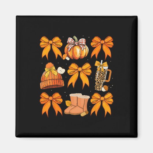 Retro Pompoen Coquette Bow Herfst Herfst Halloween Magneet (Voorkant)
