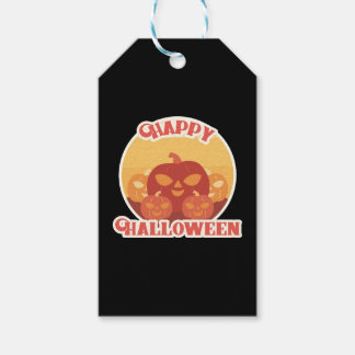 Retro Pompoen Halloween  Art Herfst Happy Cadeaulabel