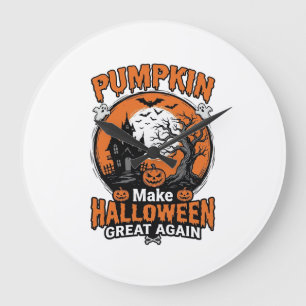 Retro Pompoen Halloween Geweldig Weer T-shirt Ontw Grote Klok