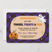 Retro pompoen Halloween Kinder feestuitnodiging Kaart (Voorkant)