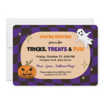 Retro pompoen Halloween Kinder feestuitnodiging
