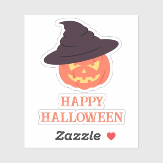 Retro Pompoen "Happy" Halloween Sticker -  (Vel)