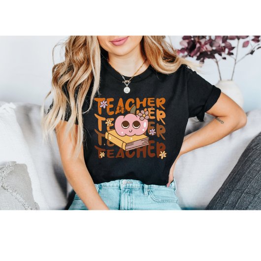 Retro pompoen leraar Herfst | Schattige herfstklas T-shirt
