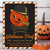 Retro Pompoen Man met Pijp Halloween Kaart