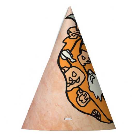 Retro pompoen spooks en Halloween traktaties Feesthoedjes (Links)