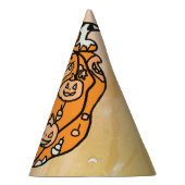 Retro pompoen spooks en Halloween traktaties Feesthoedjes (Rechts)