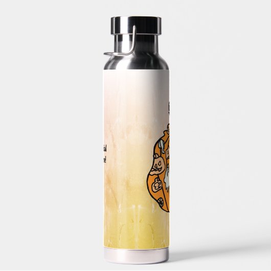 Retro pompoen spooks en Halloween traktaties Waterfles (Rechts)