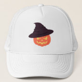 Retro Pompoen Trucker Hat – Sinaasappel Halloween Trucker Pet (Voorkant)