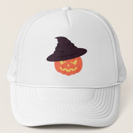 Retro Pompoen Trucker Hat – Sinaasappel Halloween Trucker Pet (Voorkant)