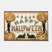 Retro Pompoenen en Katten Custom Halloween Deurmat (Voorkant)