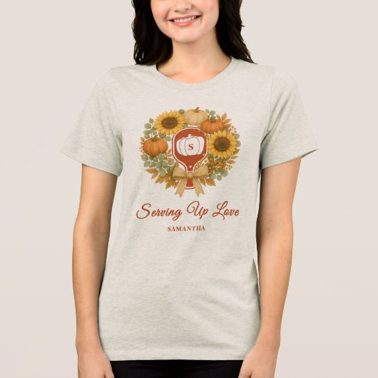 Retro Pompoenen & Pickleball Bruidsfeest Tri-Blend Shirt (Voorkant)