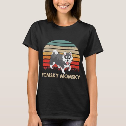 Retro  Pomsky Momsky Pet Pomsky T-shirt (Voorkant)