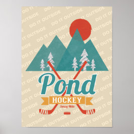 Retro Pond Hockey doet het buiten Poster