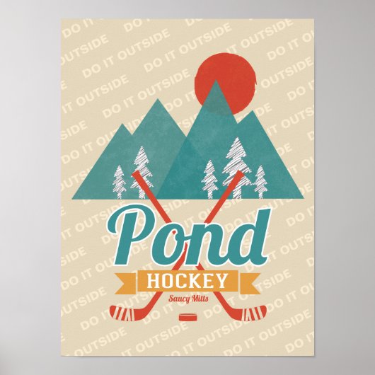 Retro Pond Hockey doet het buiten Poster (Voorkant)