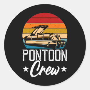 Retro Pontoon Crew Mannen Funny Boat Captain Boati Ronde Sticker