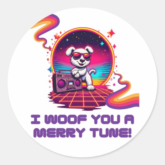 Retro Poochie Dreamscape Ronde Sticker (Voorkant)