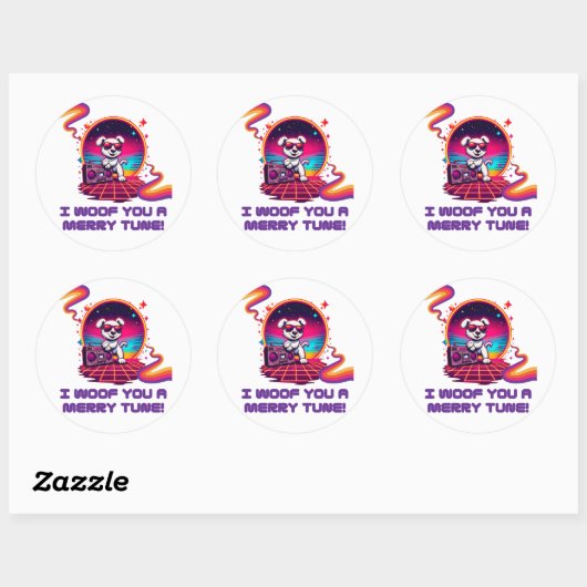 Retro Poochie Dreamscape Ronde Sticker (Vel)