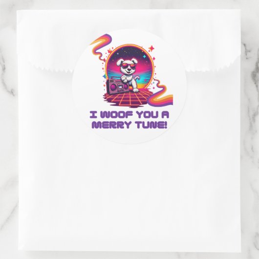 Retro Poochie Dreamscape Ronde Sticker (Tas)