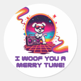 Retro Poochie Dreamscape Ronde Sticker