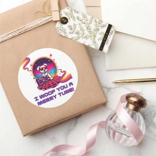 Retro Poochie Dreamscape Ronde Sticker (Geschenken)