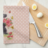 Retro Poodle Bubble Gum Pink Kitchen Towel Theedoek (Quarter Fold)